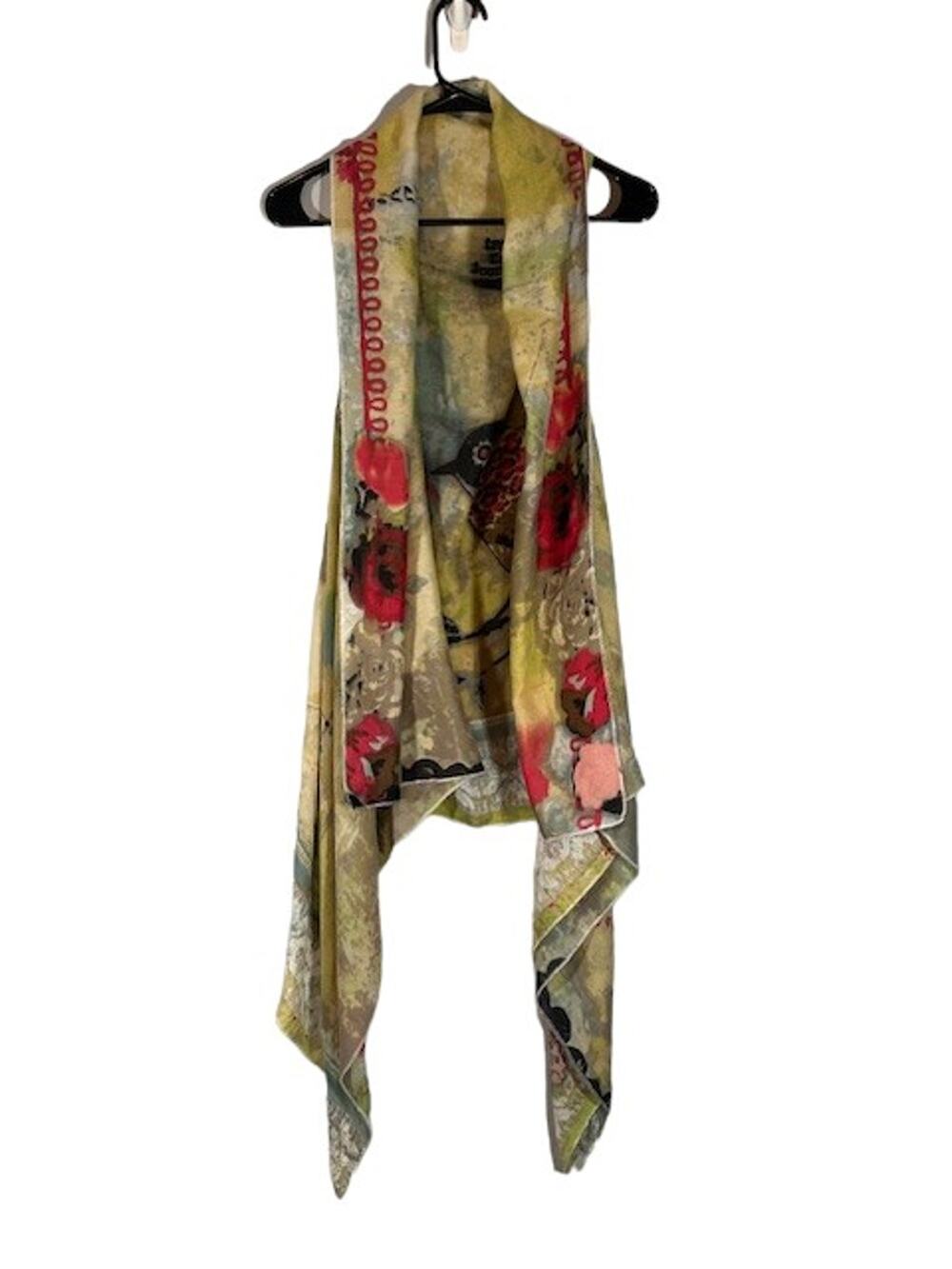 DEMDACO Kelly Rae Yellow Multi Sleeveless Vest Bird Trust the Process Women Med